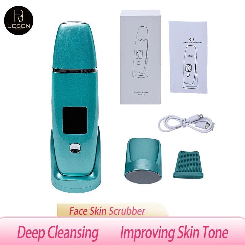 Ultrasonic Skin Scrubber Lift Machine Adult LCD Digital Deep Face Cleaning Peeling Ultrasound Face Spatula Blackhead Remover