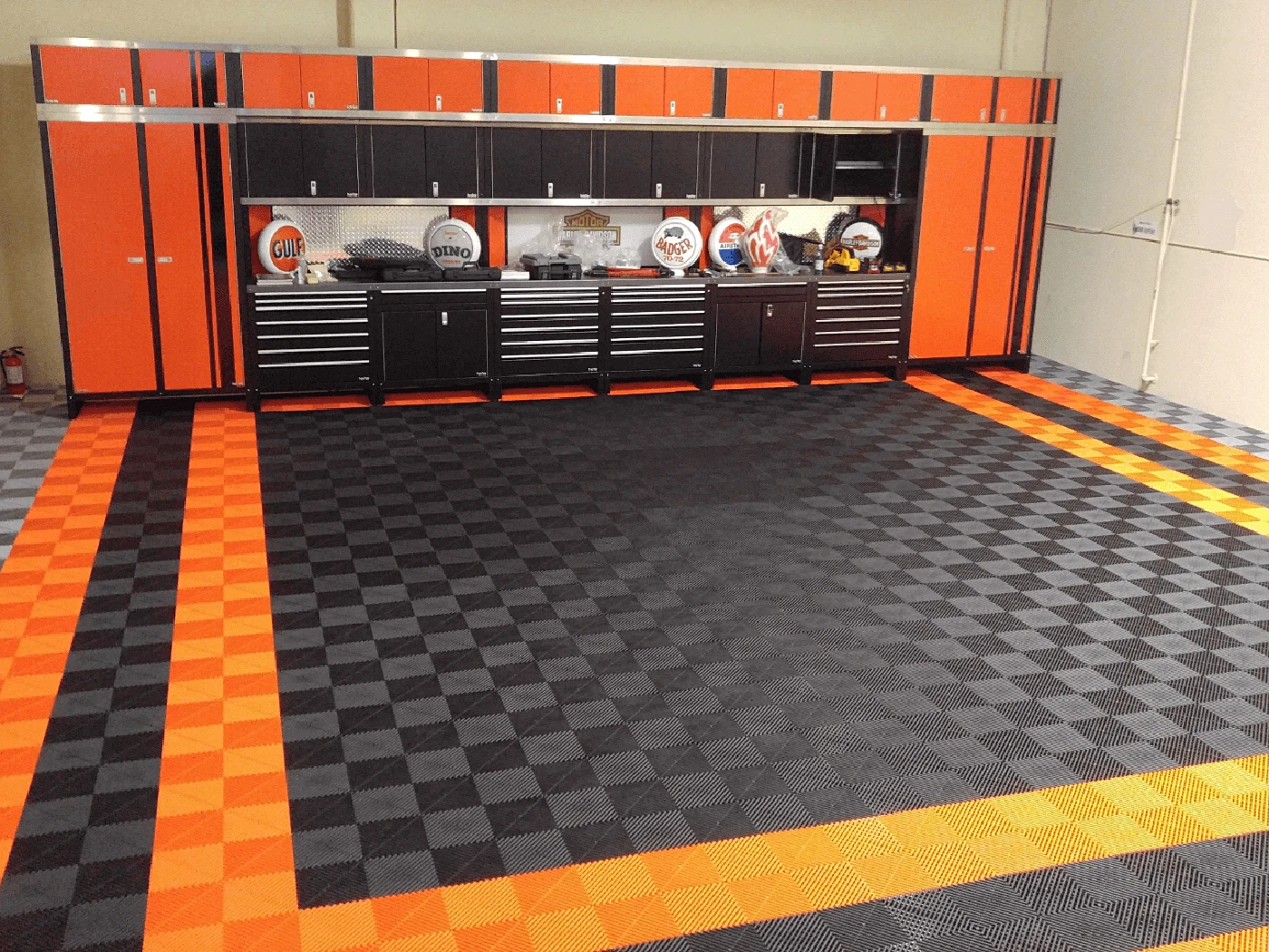 EN STOCK - Dalle PVC garage 3D orange fusion SquareFOUR