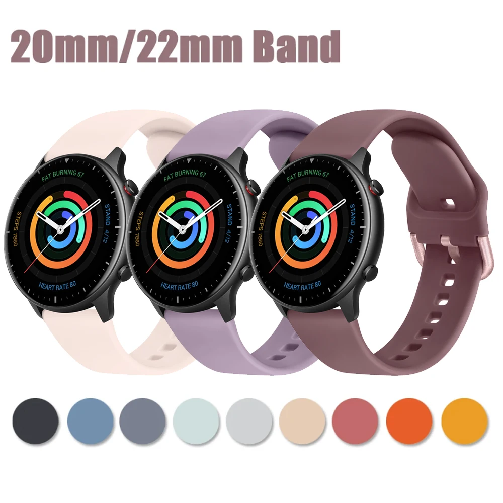 Silicone Sports Bracelet, 20mm/22mm, Universal Fit