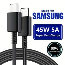 5A PD 45W Dual USB - C Super Fast Charge Cable - 2m Quick Charging Data Cable - 1m (Black)