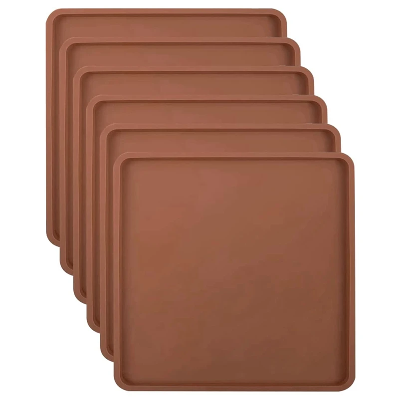 

6 Piece Dehydrator Sheets With Edge Brown Silica Gel Multi-Purpose Reusable For 14X14inch Trays, Nonstick Silicone Drye Sheets