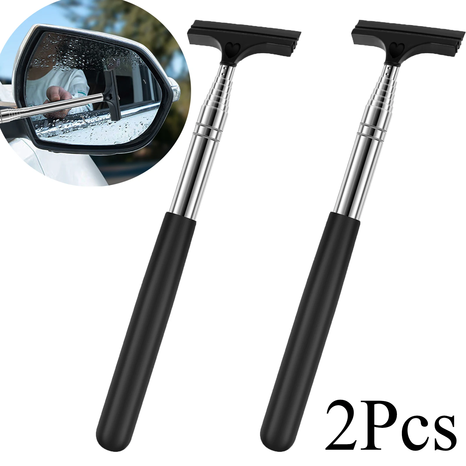 Window Cleaning Squeegee Car Rearview Mirror Wiper 2Pcs