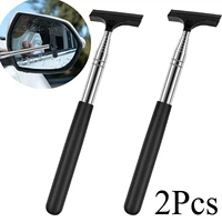 2Pcs Car Rearview Mirror Wiper Mini Squeegee Stainless Steel Telescopic Car Side Mirror Window Wash Cleaning Tool Handheld Wiper 1