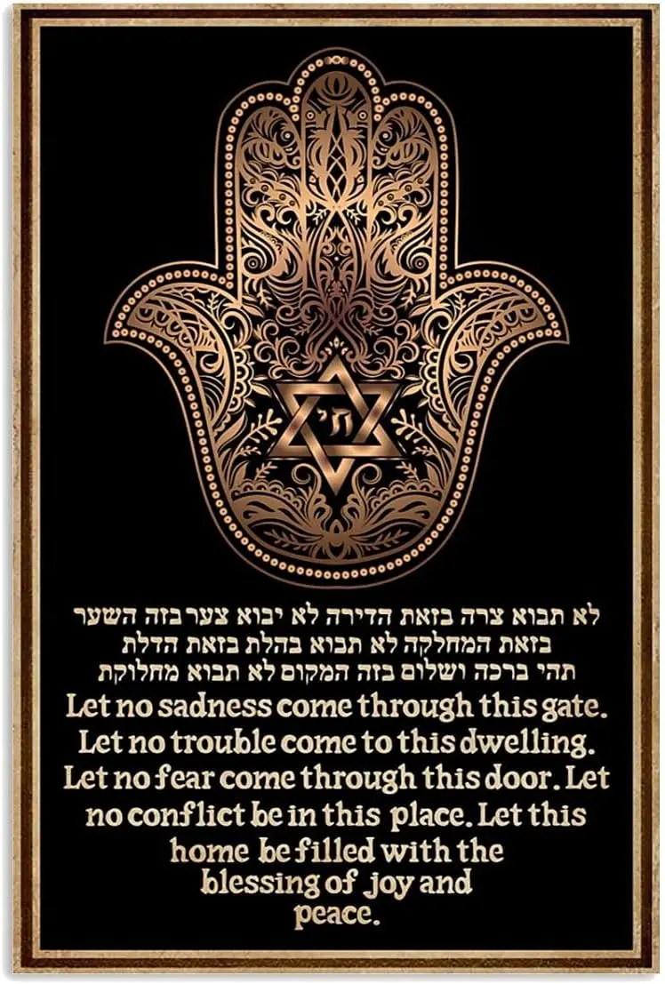 

Ретро жестяной знак Hamsa ручная домашняя благословение, еврейский металлический знак для фотостудии, Настенный декор, подарки для друзей семьи, 8x12 дюймов