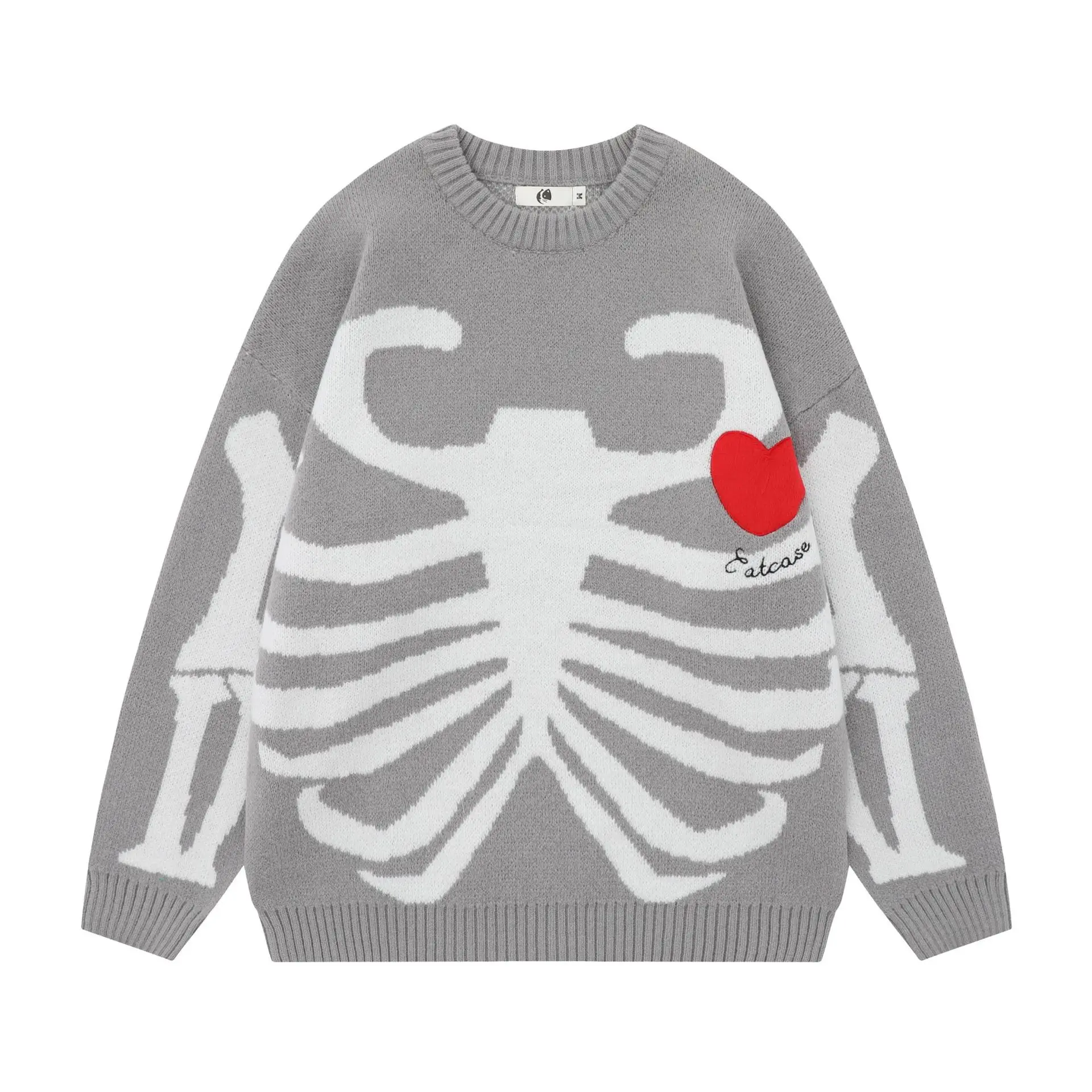 

Skull Skeleton Hip Hop Sweater Europe Harajuku Women Couple Male High Quality Pullover Y2k Vintage Knitwear Graphic Streetwear