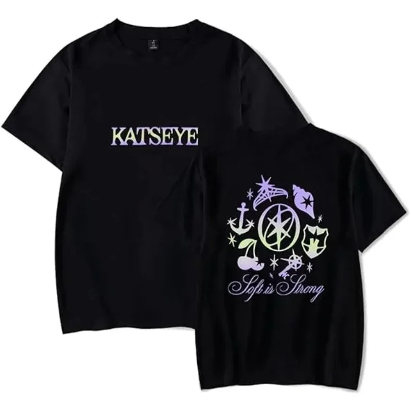 Katseye Merch T-shirt Unisexe Décontracté Col Rond à Manches