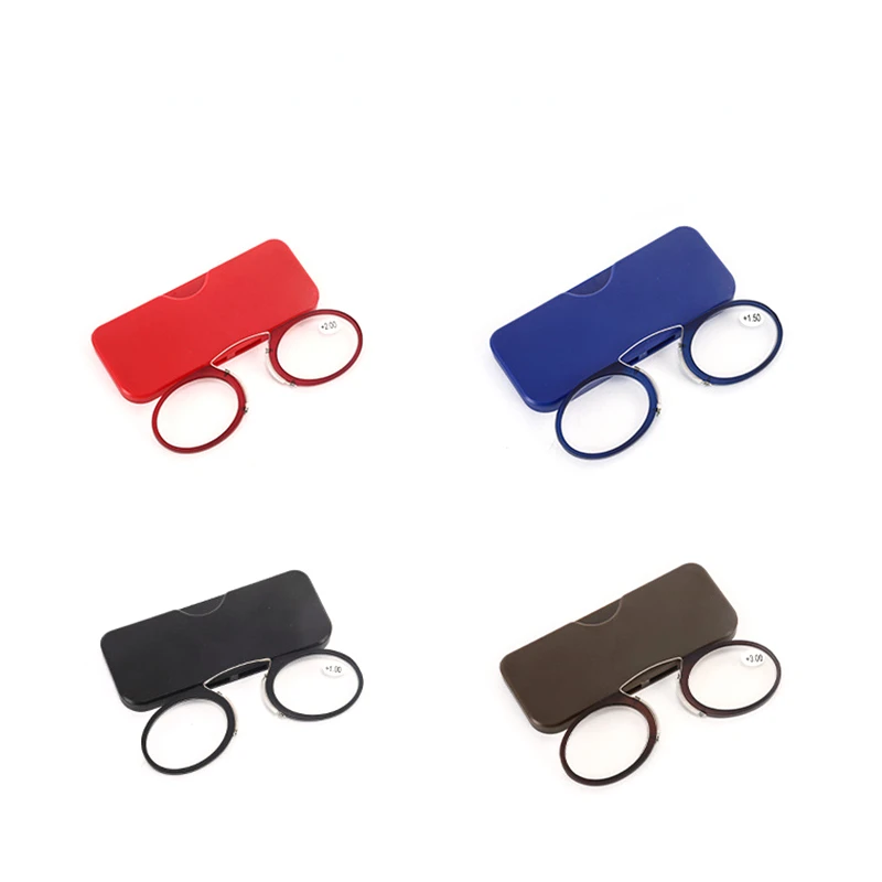 Men's and Women's Clip Nose Reading Glasses 1.0 To 3.5 Portable Ultra Thin Card Reading Mirror Presbyopic Glasses with Case