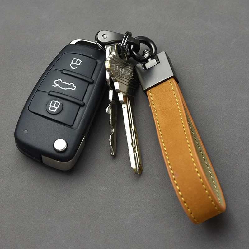 Car Key Chain Luxury Genuine Leather Keychain Pure Color Buckle Car Key  Ring Car Accessories Gift Car Keychain - Key Chains - AliExpress