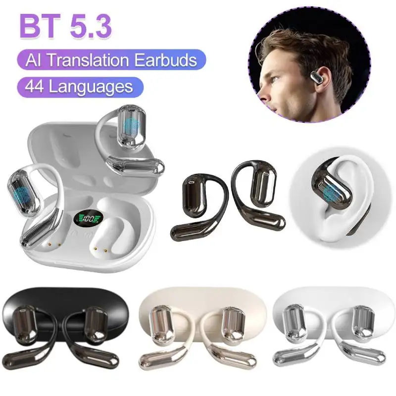Wireless BT Language Translator Earbuds 144 Languages Ai Translating Earbuds Headphones 3-in-1 for Travel Business and Learning