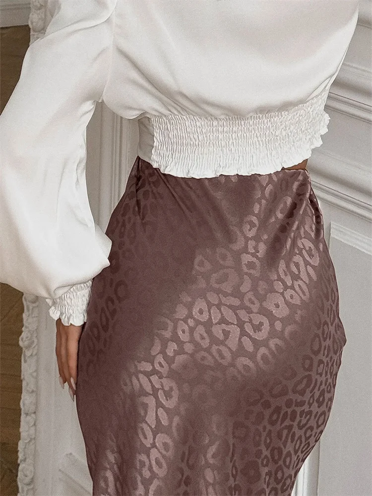 Tossy Leopard Printed Maxi Skirt Summer Women's Fashion High Waist Party Long Skirt Clothes Luxury Patchwork Elegant Maxi Skirt