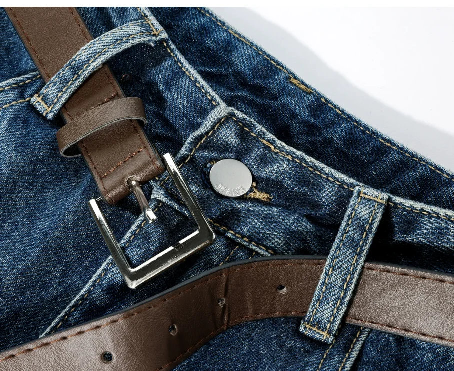 Pantalon en jean large pour femme été 2026, déchiré, longueur trois-quarts, haute qualité