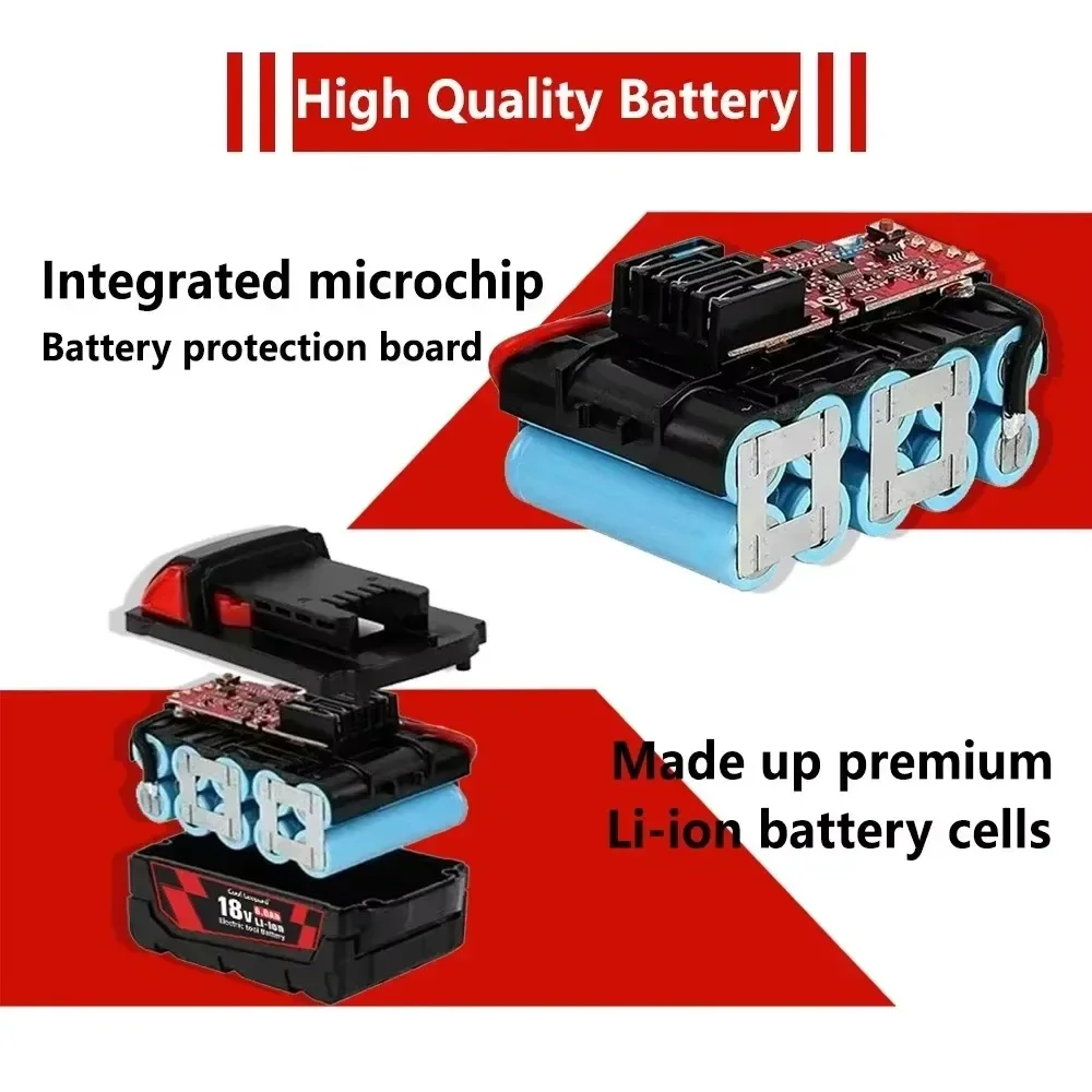 For Milwaukee M18 Power Tool Battery, Charger, BR, XC, 18V, 6000mAh 9000mAh  M18B5, 48-11-1860,2604-22 Built-in 18650 Battery 3