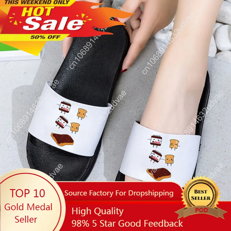 Pantofole Da Donna Summer Beach Eva Soft Sole Slide Sandals Cartoon Nutella Print Ladies Indoor Bagno Scarpe Antiscivolo