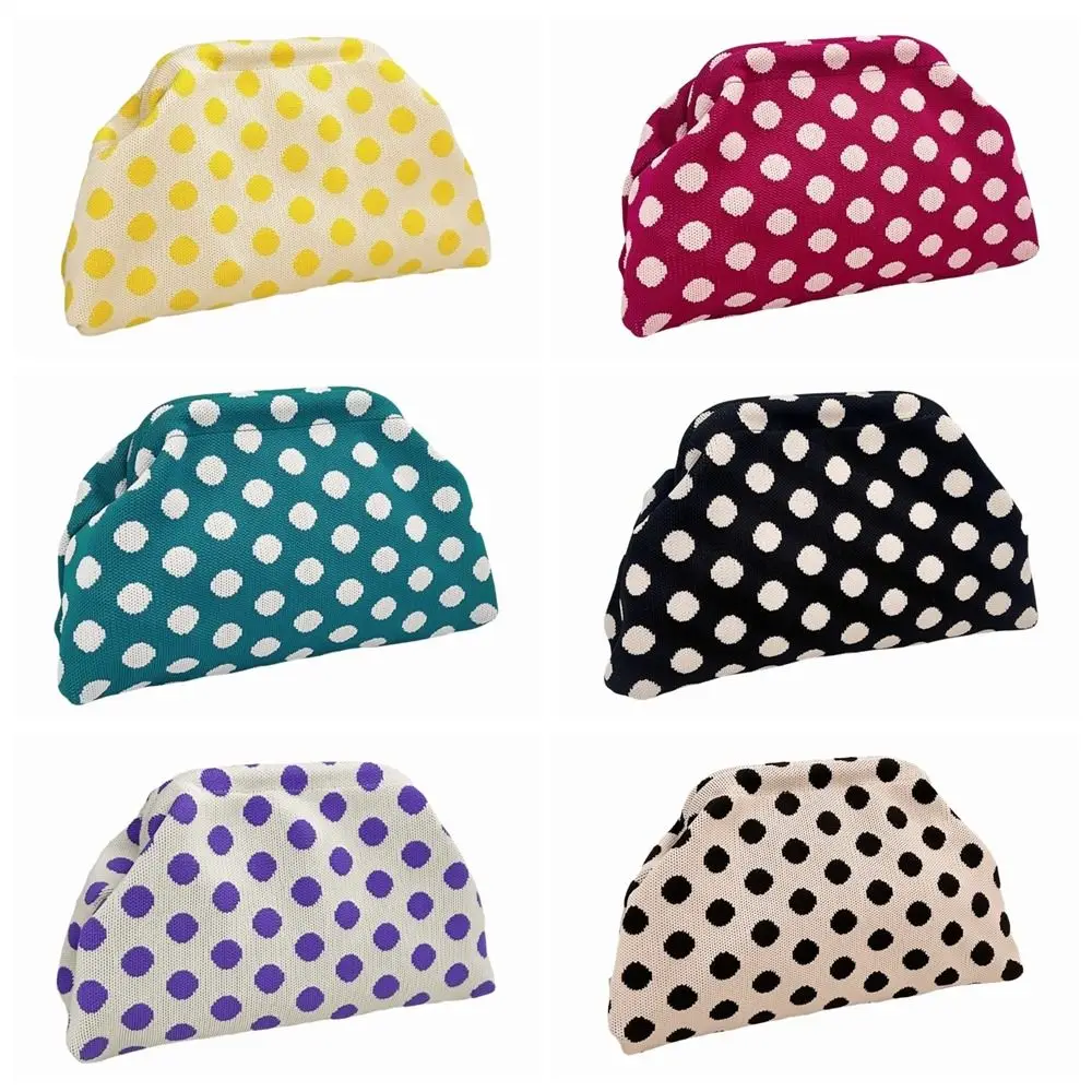 Borsa per il Trucco a Blocchi di Colore con Motivo a Pois, Grande Capacità, Portatile, Stile Retrò, Resistente, Elegante, Pochette Capiente per Palestra - immagine 6