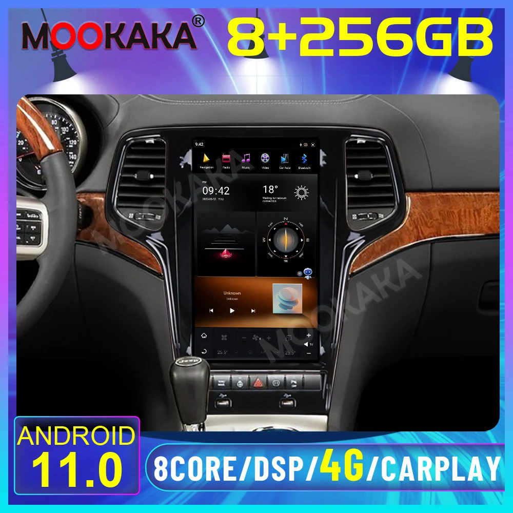 

Android 11 8+256GB Tesla Style 2din CarPlay For Jeep Cherokee 2010-2020 Auto Car Radio Multimedia Recorder Player Navigation GPS