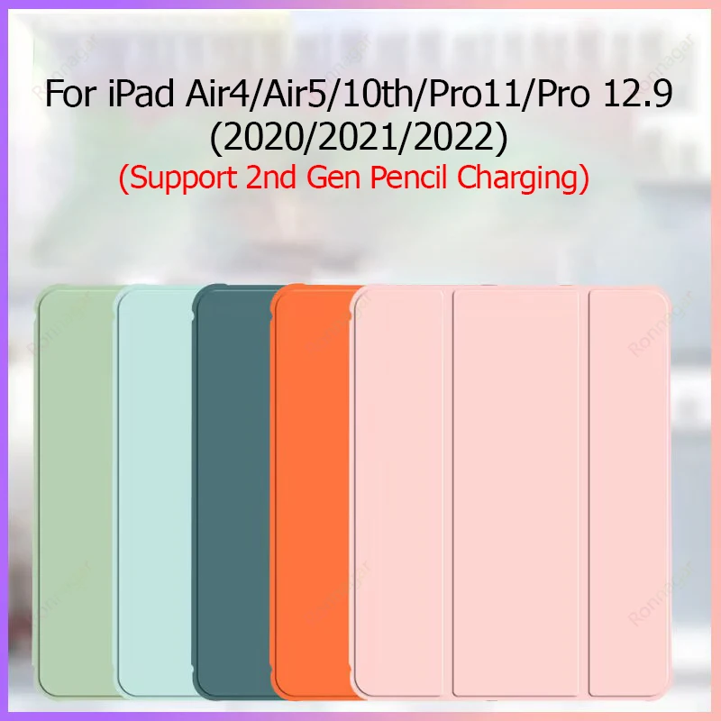 Astuccio Sottile Per Ipad Pro 12.9 Pollici 6Th/5Th Generation 2022/2021 Ipad Pro11 M1 M2 Stand Cover Posteriore Morbida Wake/Sleep