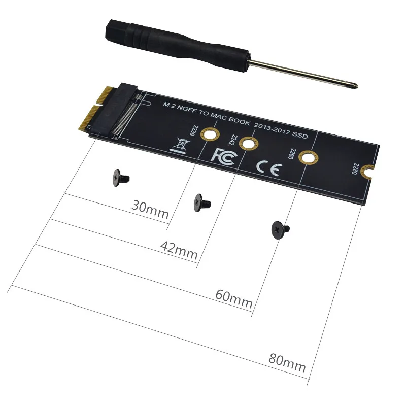 M 키 M.2 NGFF PCIe AHCI SSD 어댑터 카드 MACBOOK Air 2013 2014 2015 2017 A1465 A1466 Pro A1398 A1502 A1419 2230-2280 SSD M2