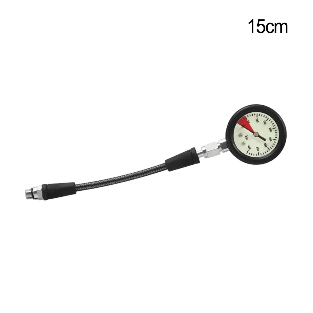 Diving Residual Pressure Gauge 15cm/60cm/80cm Carbon Fiber Woven Hose 7/16-20UNF Thread Luminous Pressure Gauges Diving Parts