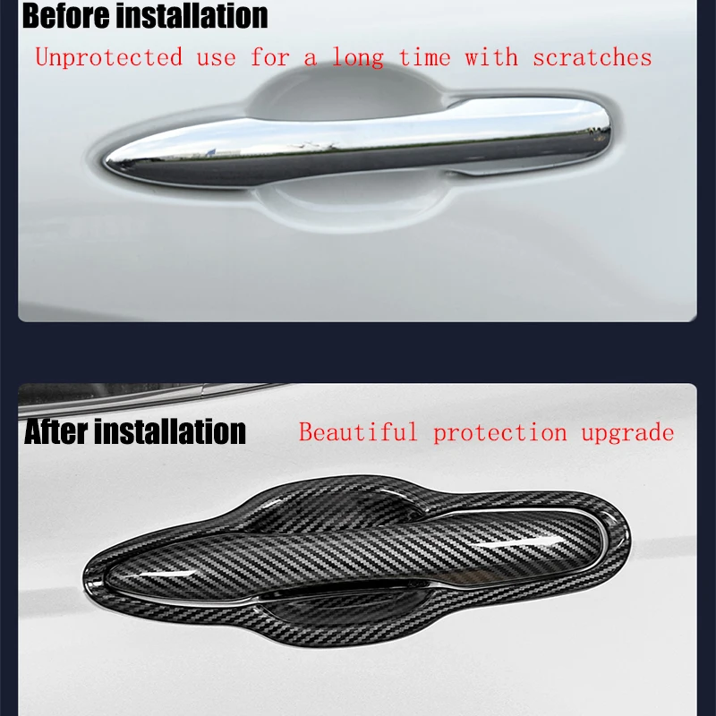 thumbnail image 5 of Para Toyota Camry 2018 2019 2020 2021 2022 Cubierta protectora de manija de puerta de moldura exterior ABS cromado negro tapas decorativas de carbono, 5 of 5