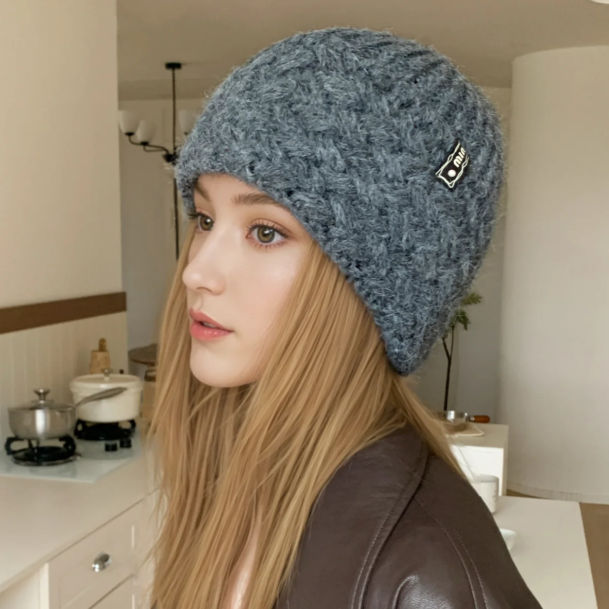 New Women Plush Fur Warm Beanie Hat Trendy Knitted Hat Fashion Female Elegant Winter Hat