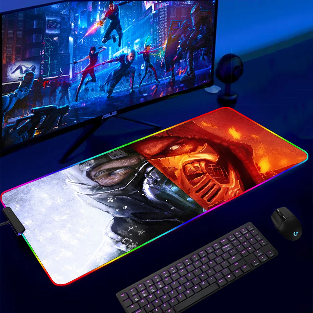 

RGB Mortal Kombat Mouse Pad Anime LED Gaming Accessories Speed Game Gamer PC Keyboard Carpet Laptop Notebook Desk Mat Mousepad