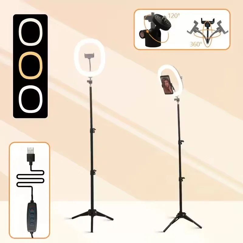 12-inch Foldable LED Ring Light With 110cm Tripod Stand , Adjustable 3 Light Modes CRI95+ for Photography,  Live Stream, Makeup