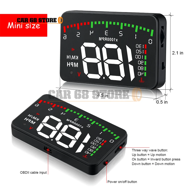 1 Ʈ Hud A900 ڵ ÷ ڵ  ˶ EUOBD OBD2  ÷ ӵ   ڵ  ׼