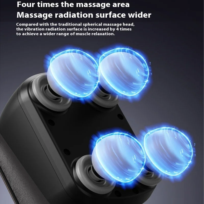 Portable Fascia Gun Muscle Massager Deep Tissue Body Massage Four-head High Frequency Neck Shoulder Waist Massage Machine