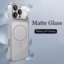 Luxurious Solid Color Frosted Glass Mirror Frame with High Aesthetic Appeal - Hard Back Cover - iPhone 15 (Silver)