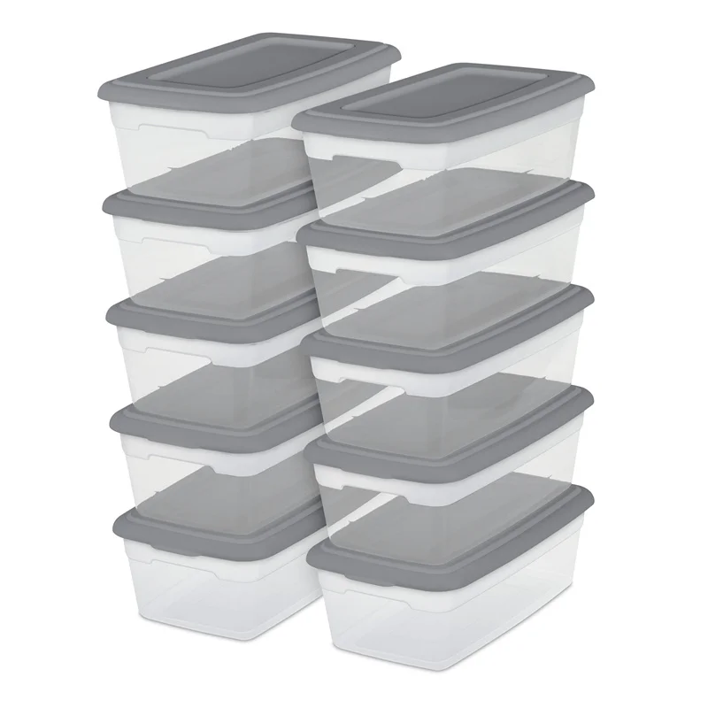 Storage Box Organizer with Lids 6 Quart Set of 40 Storage Boxes Plastic for  Shoes Organizing Clear Bins Latching Box - AliExpress