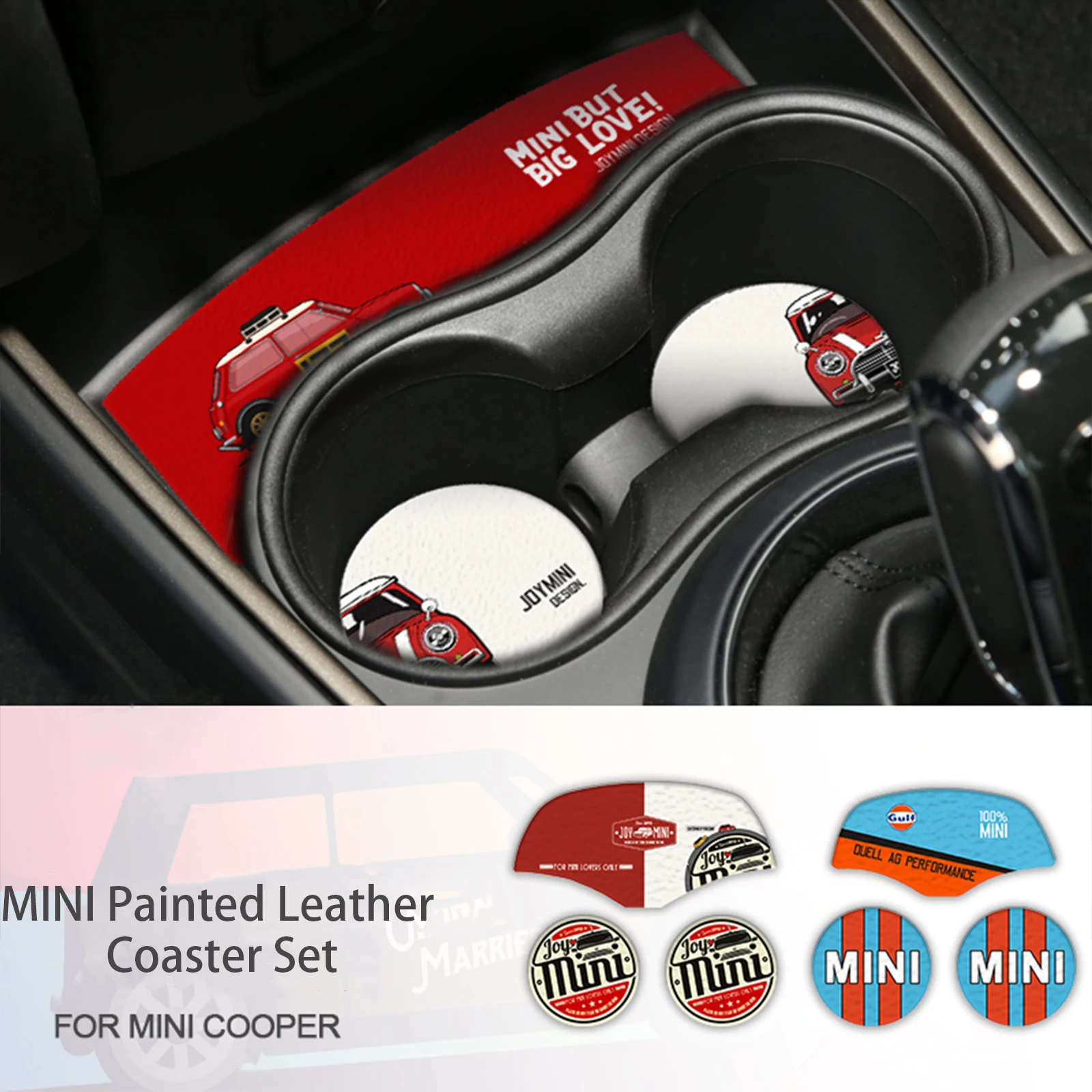 

For Mini Cooper Painted F56 F54 F55 F56 F57 F60 R60 Countryman Union Jack Non-slip Car Cup Cushion Mat Pad Interior Accessories