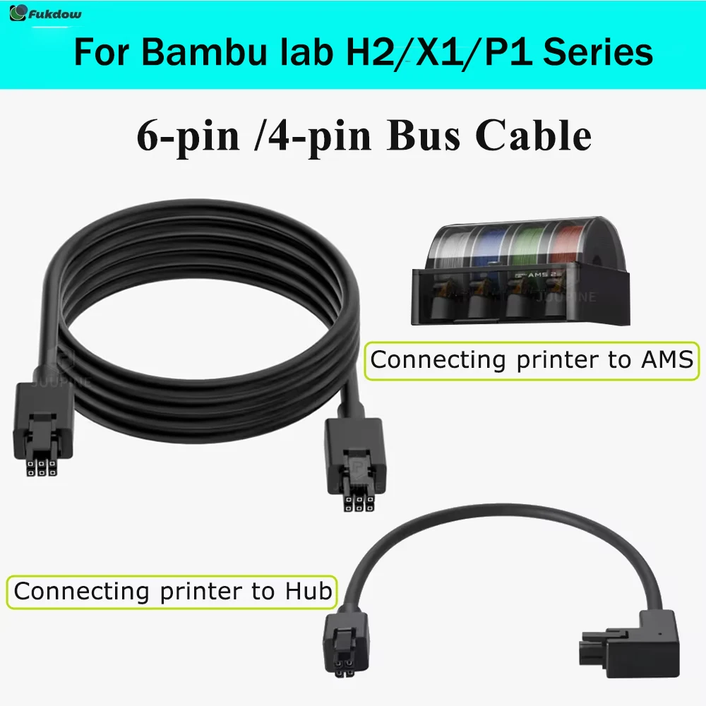 For Bambu lab AMS/AMS 2 Pro/AMS 6-pin /4 pin Bus Cable For X1/P1