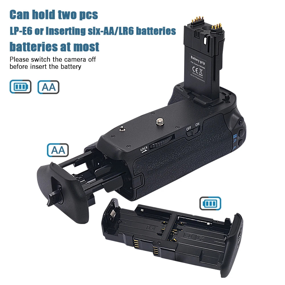 Mcoplus BG-70D Vertical Battery Grip BG-E14 for Canon EOS 70D 80D 90D Digital SLR Camera
