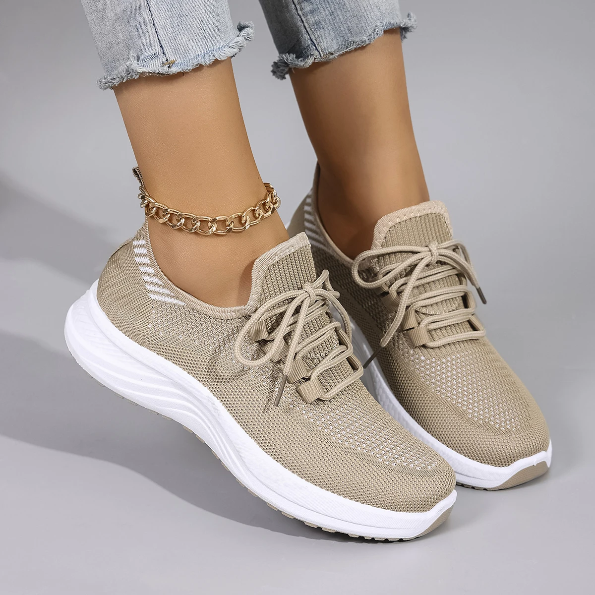 أحذية نسائية صيفية مسطحة من القماش الشبكي قابلة للتنفس، أحذية نسائية كاجوال، أحذية رياضية، تخفيضات، شحن مجاني