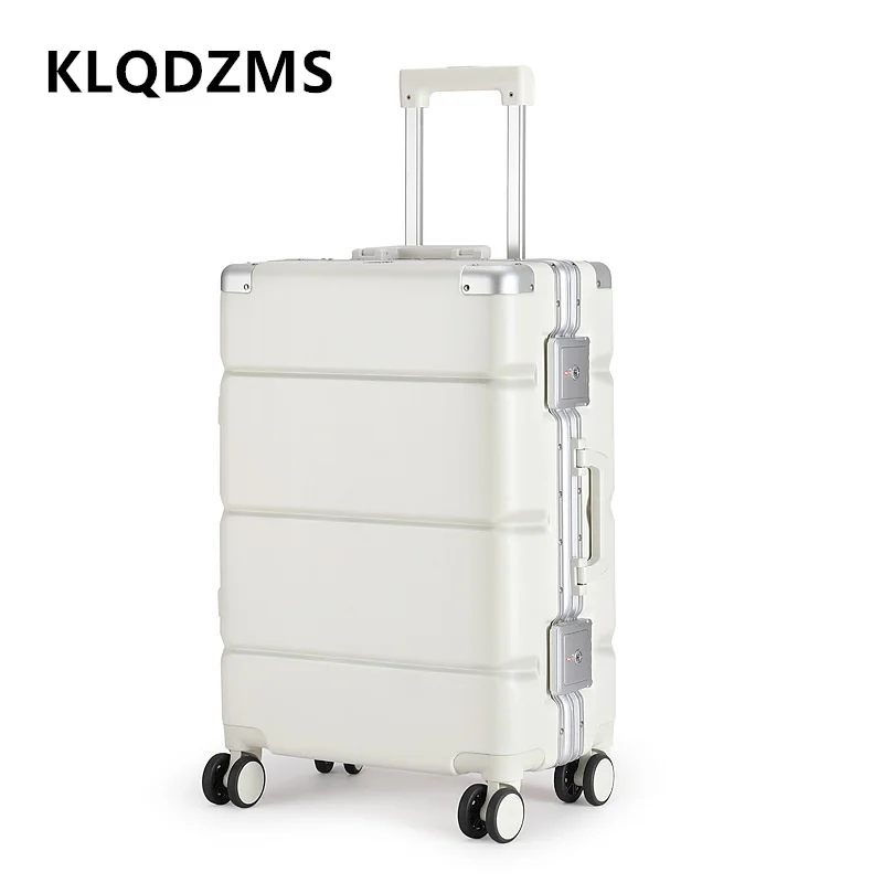 

KLQDZMS 20"22"24"26"28 Inch Cabin Luggage Aluminum Frame Large Capacity Trolley Case Men's PC Boarding Box Rolling Suitcase