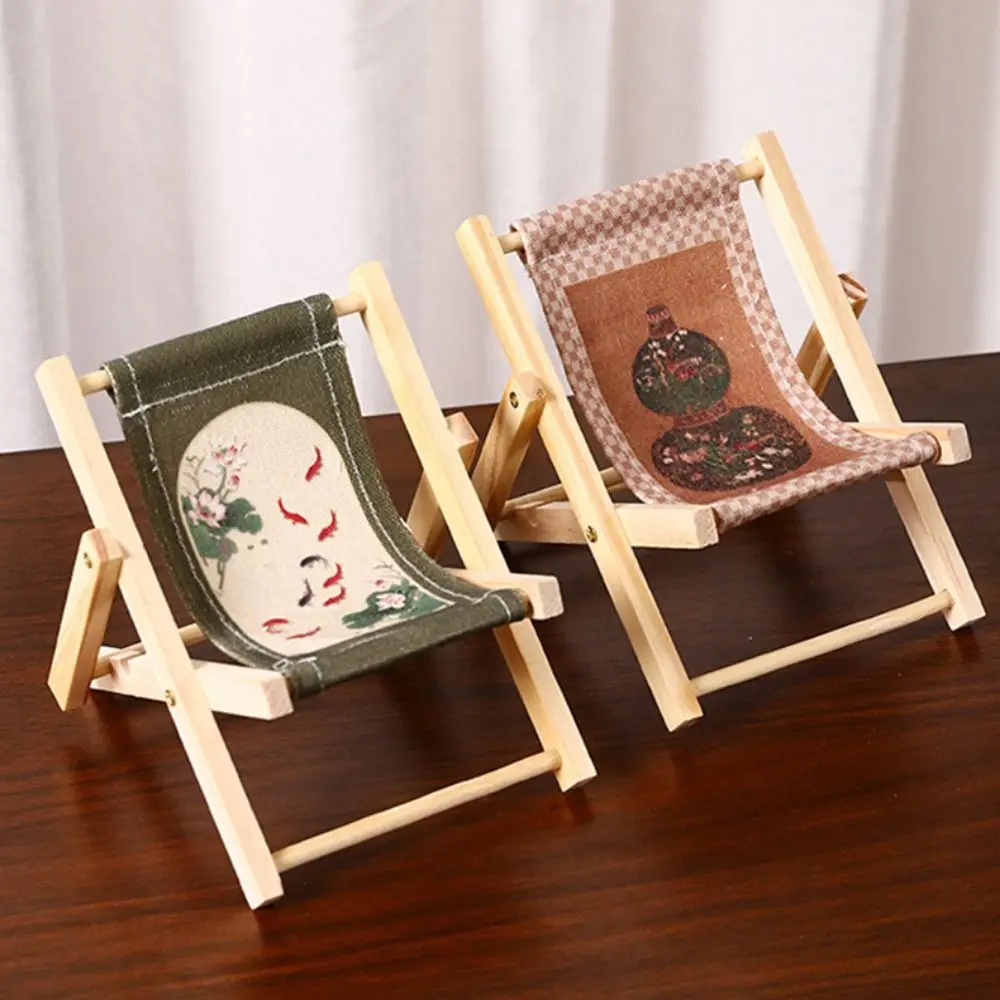 High Quality Mini 1/12 Dollhouse Chair Multistyles Wood Foldable Deck Chair Beach Chairs House Furniture Accessories