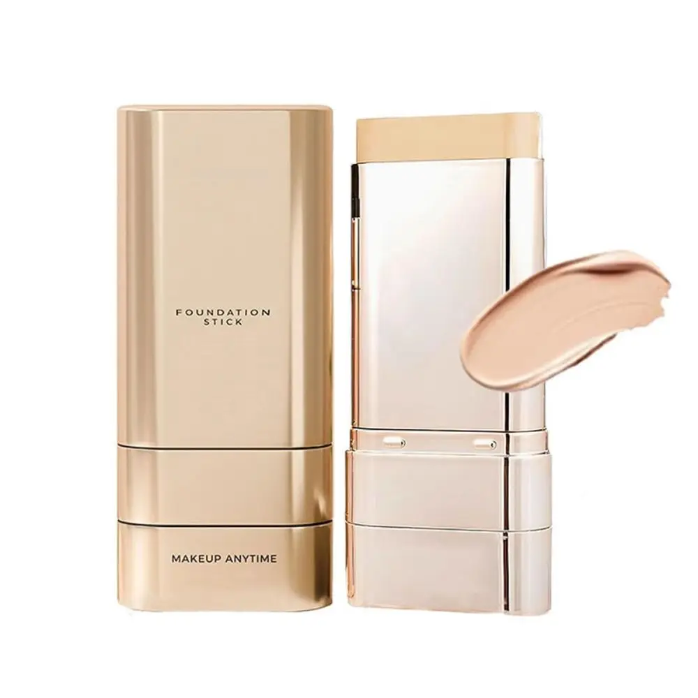 2 In 1 Matte Foundation Stick Hydrating Lightweight High Coverage Cream Foundation Sweatproof Velvet Cream with Brush