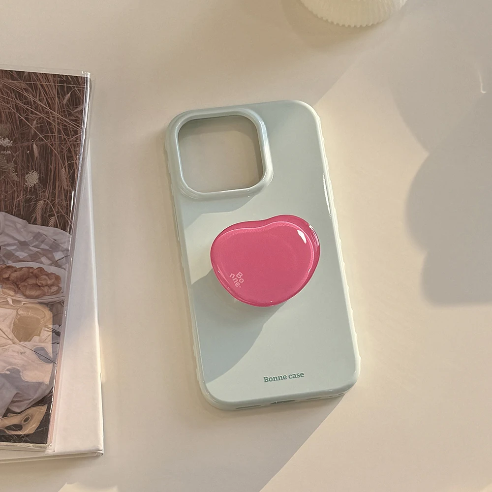 Chic Korean-Style Solid Color Soft Phone Case with Bracket – Shockproof Protective Cover