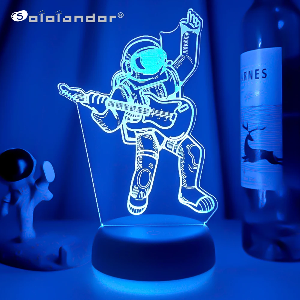 

3D Astronaut playing guitar Night Lamps LED Illusion Night Light Bedroom Decoration Sleeping Lamp Best Kid Gifts Dropshipping