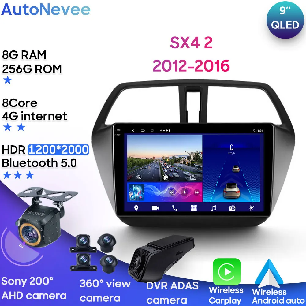Plug And Play Car Stereo Per Suzuki Sx4 2 S-Cross 2012 - 2016 Lettore Multimediale Gps Apple Carplay Android Auto Touch Screen