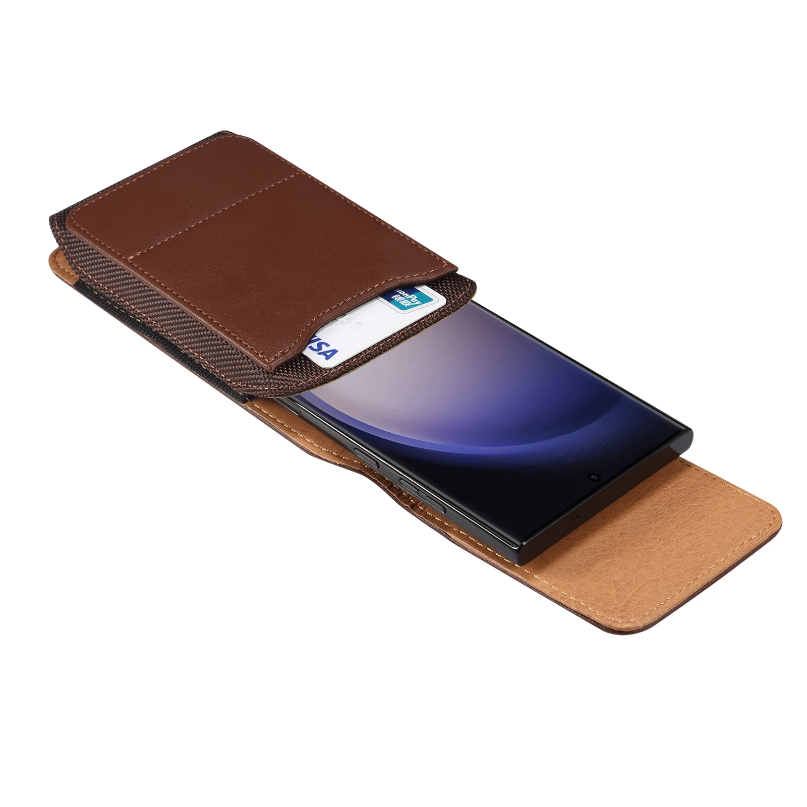 Kuh Leder Telefon Gürtel Clip Fall Taille Tasche Für Samsung Galaxy S25 S24 Ultra S23 S22 plus S21 FE A16 A15 A25 A55 5G Holster Beutel – Detail 6