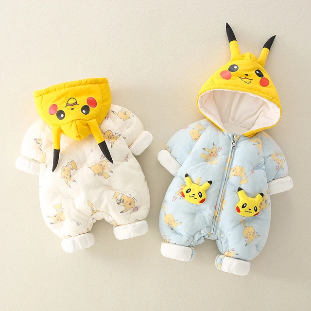 Cartoon Pokemon Pikachu Baby Pyjamsa Newborn Winter Long-sleeved Clothing  Kids Rompers Babies Toddler's Clothes Costume