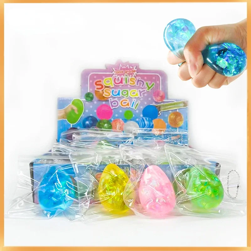 2 pieces of colored random children's stress relief toys golden egg maltose squeezed TPR soft plastic eggs