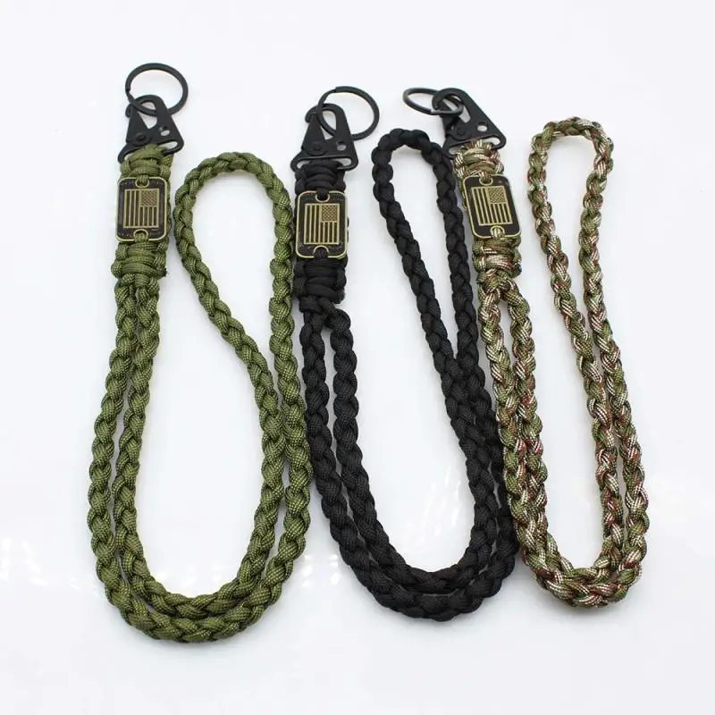 Description Picture 2 of itemParacord Keychain 7 core USA Flag Alloy Buckle Carabiner Clip Braided Lanyard Utility Ring Hook for Men Military Veterans