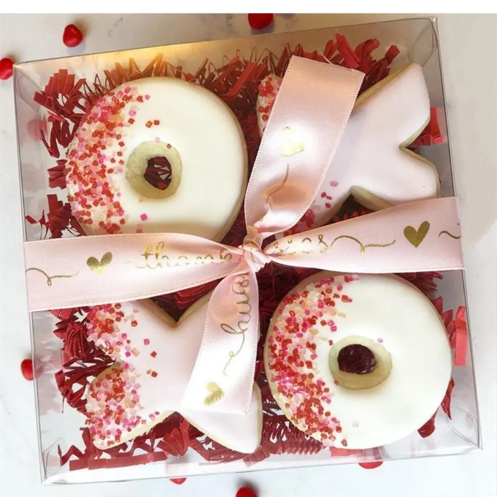 10 Yard Love Heart Thank You Letter Ribbon Bouquet Decoration Gift Box Wrapping Cake Packaging Ribbon DIY Bowknot