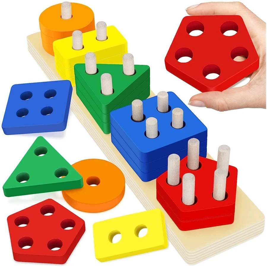 Montessori Wooden Sorting Stacking Toys Puzzle For Toddlers Kids 1 Years Montessori Toys Wooden Puzzle Toys