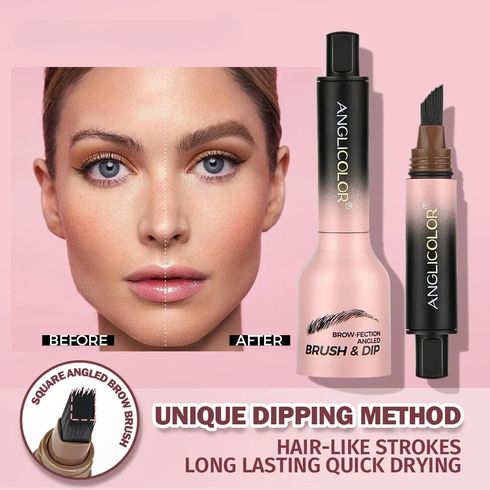 Wild Eyebrow Pencil Square Angled Brush Velvet 3D Brow Dye Cream Hairline Anti-smudge Waterproof Multifunction Eyebrow Tint Pen 2