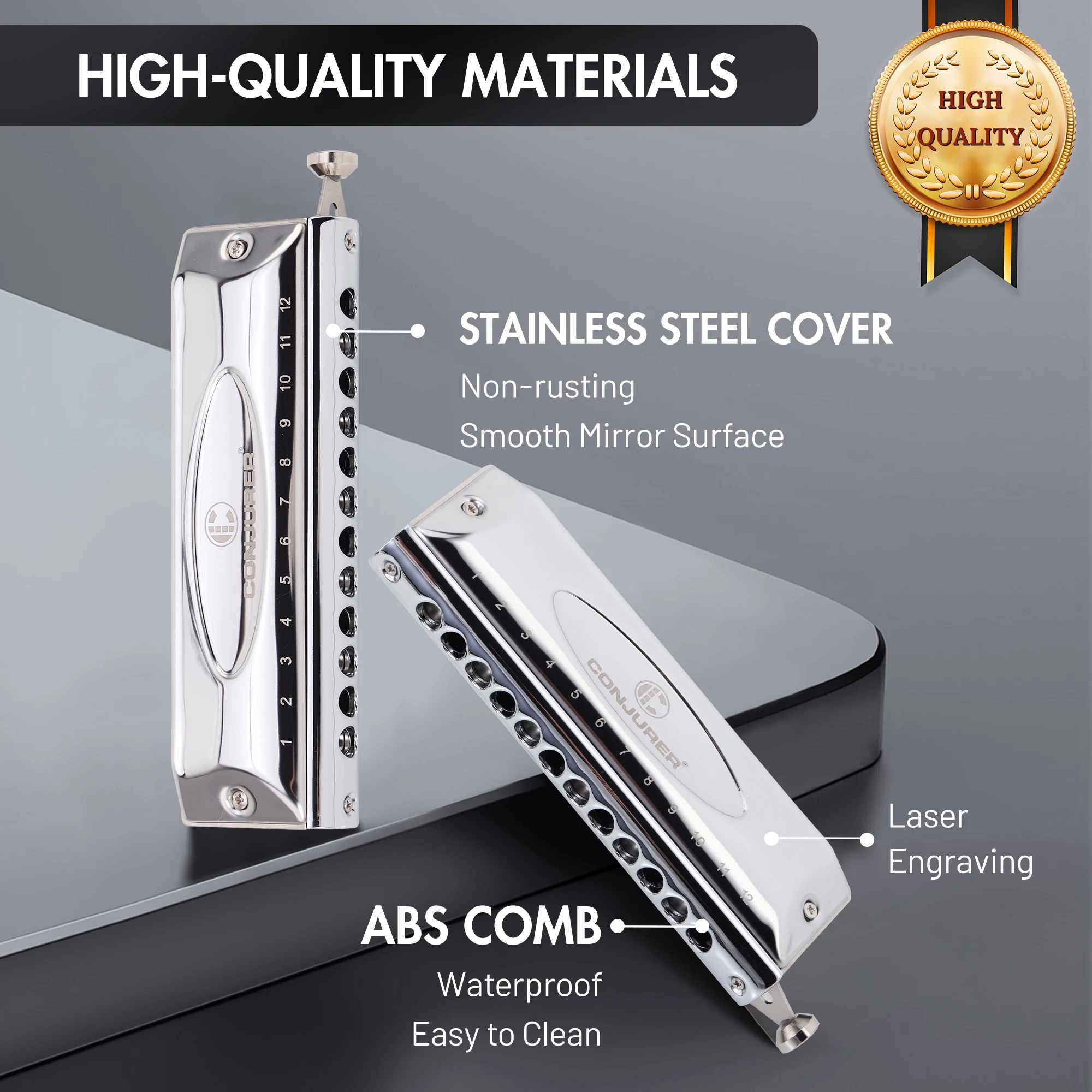 Chromatic Harmonica 12 Hole 48 Tones Key of C without valves for beginners adults professional chromatic harmonica