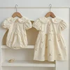 Infant Baby Girls Lace Collar Dress Rompers Sisters Clothes Kids Girls Embroider Flower Princess Dress Family Clothes Rompers 6