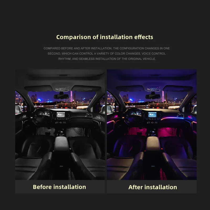 6 in1 18 in 1 64 Farbe RGB Symphonie Auto Umgebungs Innen LED Acryl Guide  Fiber Optic Universal Dekoration Atmosphäre lichter - AliExpress